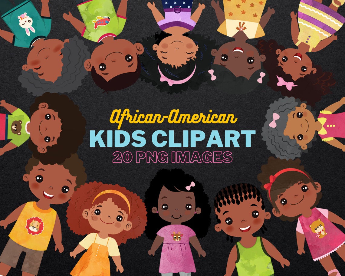 African American Kids Clipart Instant Download Png - Etsy