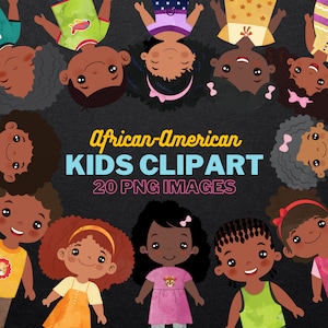 African American Kids Clipart: PNG-Bilder für kommerzielle Nutzung (Digitaler Download)