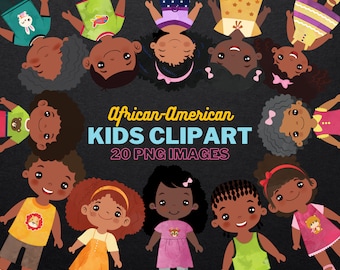 African American Kids Clipart: PNG Images for Commercial Use (Digital Download)