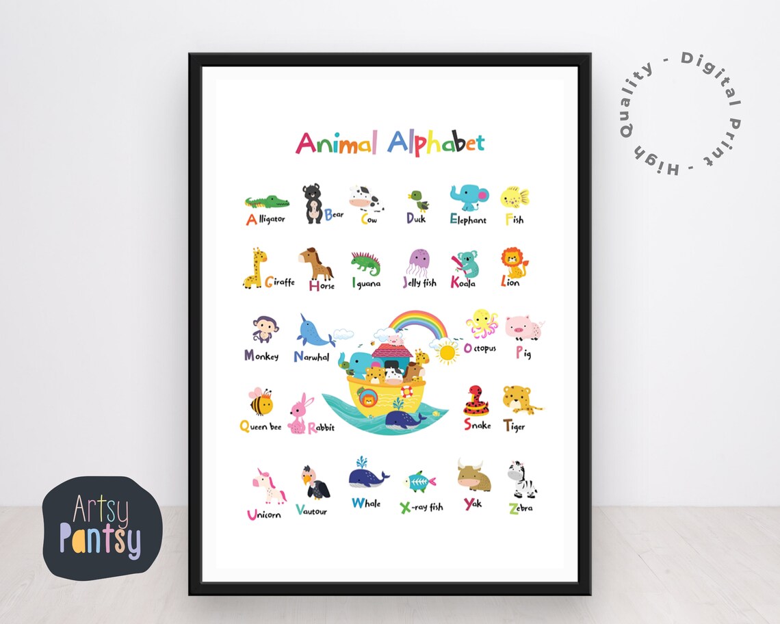 Noah's Ark Alphabet Downloadable Print. Kids Room Decor. Nursery Print ...