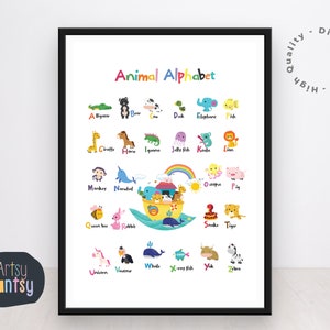 Noah's Ark Alphabet Downloadable Print. Kids Room Decor. Nursery Print ...