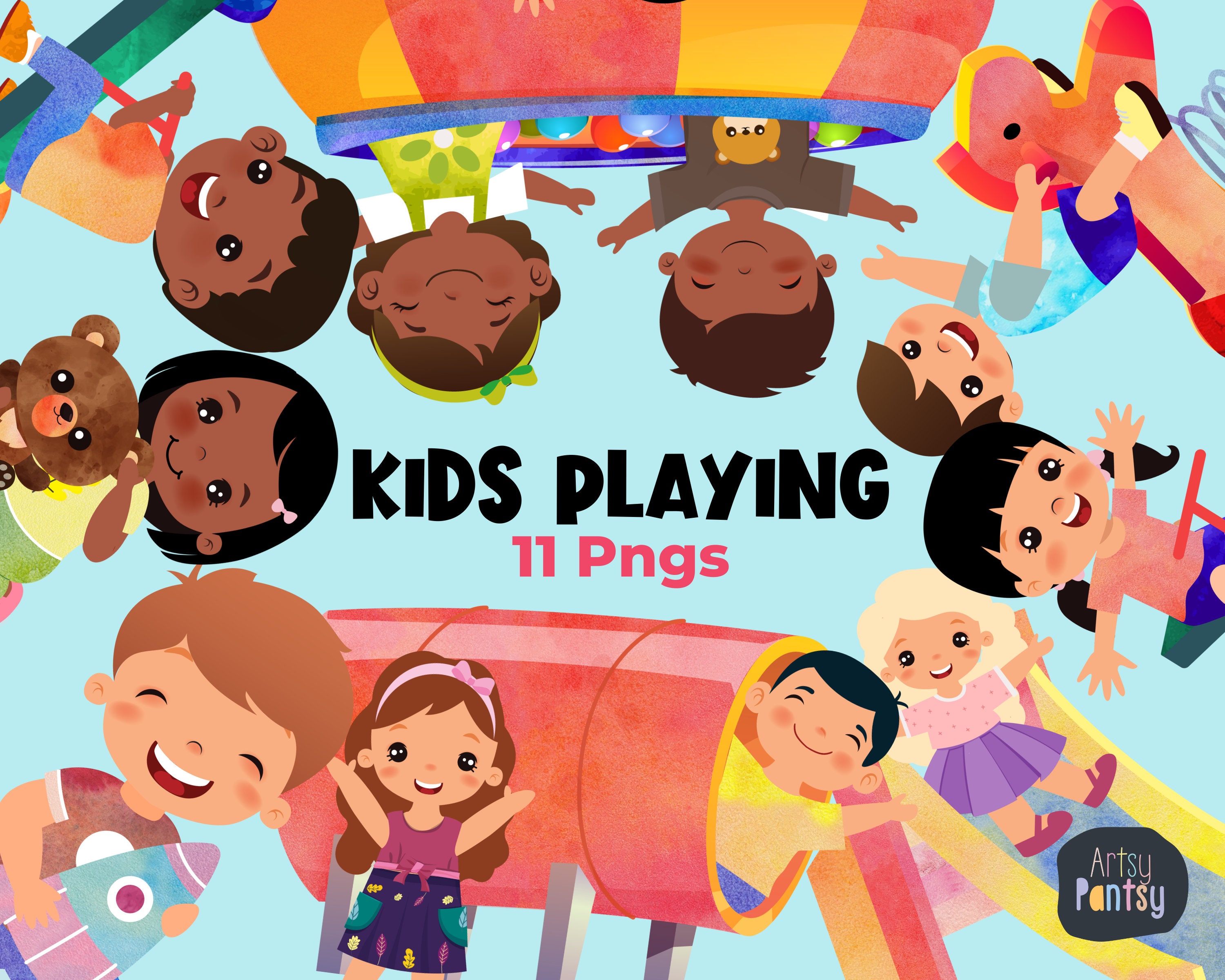 Playground Kids Clipart: Children Playing Outdoors (11 PNG)