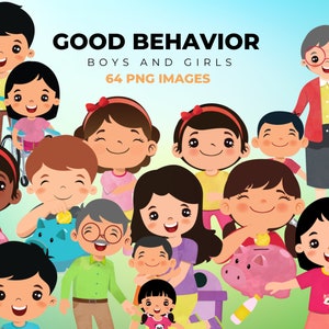 Good Behaviour Part 1 - Children's educational graphics. Images of different child behaviour, behaviors, children clipart