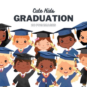 Imágenes Prediseñadas para niños de graduación, preescolar, estudiantes, diploma, vestido de graduación, gorra, niños lindos PNG, imágenes prediseñadas de celebración de graduación