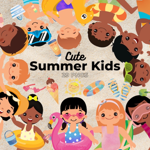 Cute kids - Summer Cliparts, Children's educational graphics. Children clipart, Happy child clipart, child clipart, summer kids cliparts