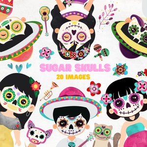 Day of the Dead clipart - Sugar Skull - Dia de los muertos - Clip art - Digital Download