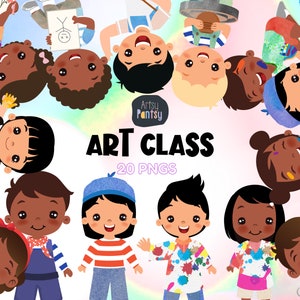 Kids Painting Clipart: Art Class Brush Strokes (20 PNG)