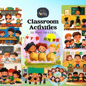 Süße Kinder Klassenzimmer Aktivitäten, Klassenzimmer Organisation Cliparts, Kindergarten, Vorschule Cliparts, digitale Downloads