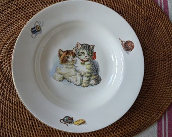 Vintage 50s/60s  Adorable kittens child’s plate. Norwegian Egersund Flint.