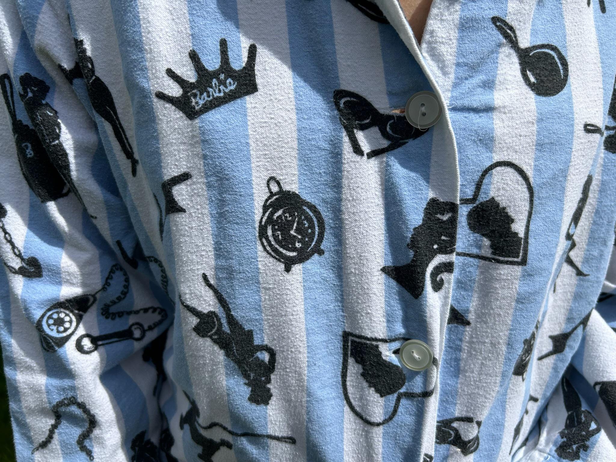 Vintage 90s Nostalgic Barbie 2 Piece Flannel Pyjamas by 