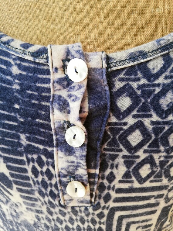 Vintage 00s Anthropologie Lilka Maxi Summer Beach Dress Blue and