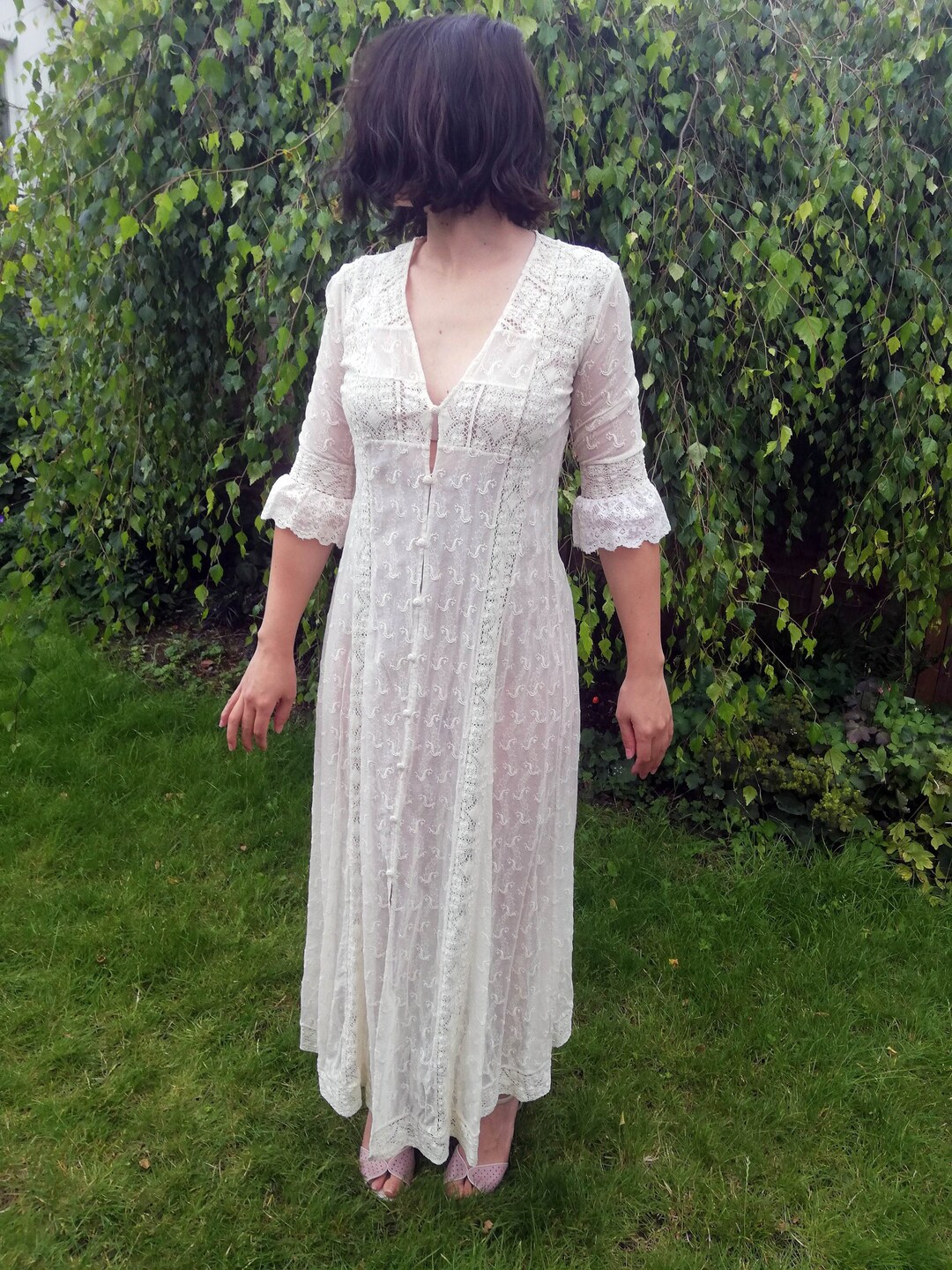 Vintage 00s Ralph Lauren Collection Stunning Cream Cotton Lace 