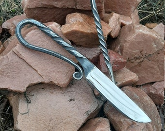 Cuchillo vikingo y tenedor de comida de una sola punta, cuchillo germánico.