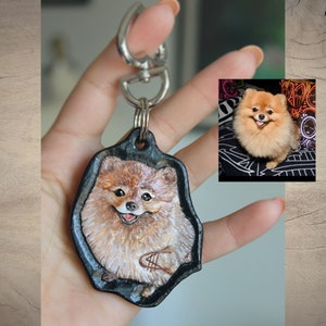 Personalized Custom Leather Keychain | Dog picture | Key Holder, Key Ring, pet portrait, Leather Carving,  Thanksgiving, Christmas gift