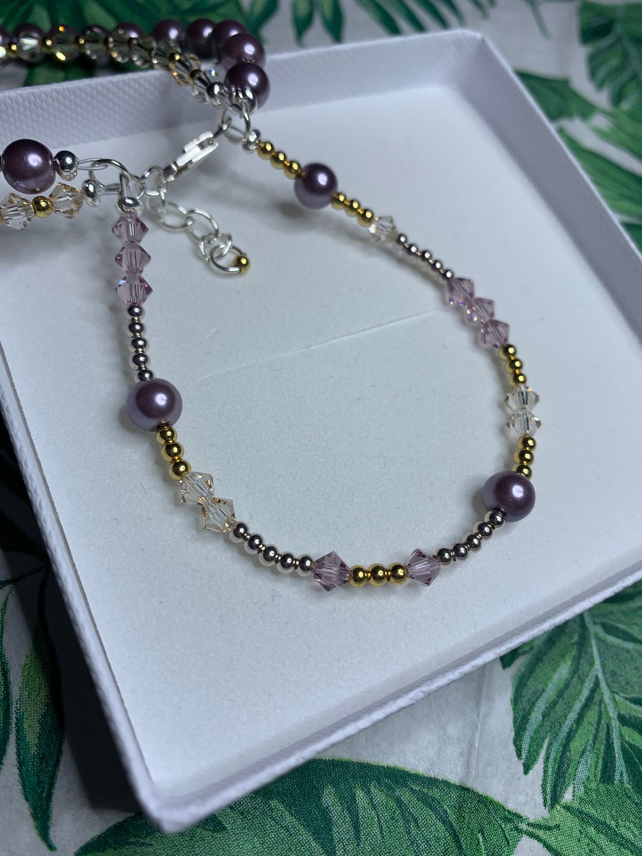 Triple Strand Clasp Bracelet Three in One Bracelet Lilac Etsy UK