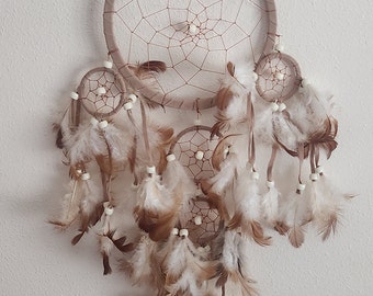 Native American Smudged Medium Hand Crafted Dream Catcher, Beaded Dreamcather, Feather Wall Hanging