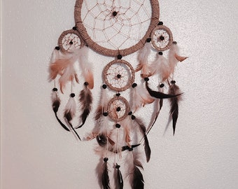 Native American Smudged Medium Hand Crafted Dream Catcher, Beaded Dreamcather, Feather Wall Hanging