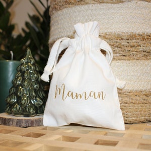 Beutel aus Bio-Baumwolle zum Anpassen Stofftasche für Geschenkverpackungen Schmuckbeutel Kleine Tasche mit anpassbarem Wort oder Vornamen Bild 6