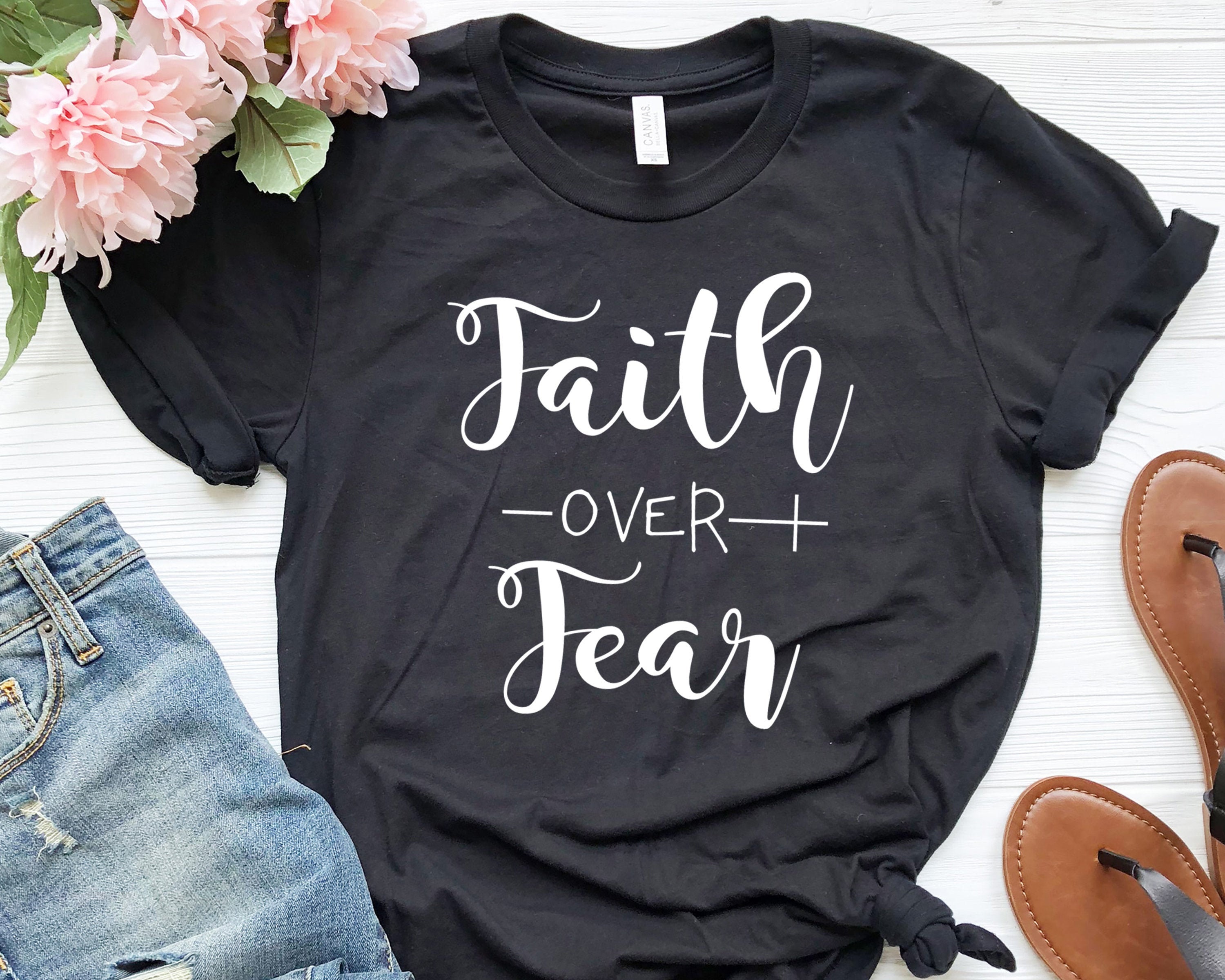 Faith Over Fear Shirt Christian Tee for Women Christian | Etsy