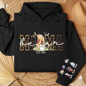 Custom Mama Bear Sweatshirt for Mom, Sweater for Mother’s Day, Personalized Winnie the Pooh Hoodie, Classic Pooh Bear Tee Customizable Shirt