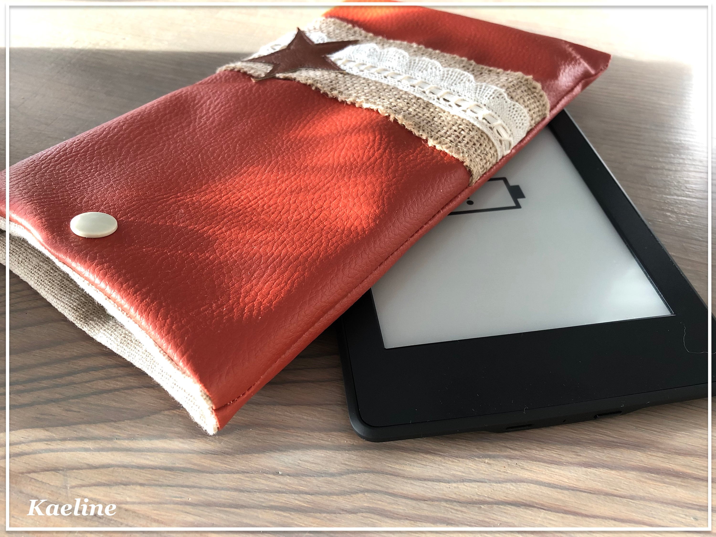 Étui de liseuse portefeuille en cuir végan pour  Kindle