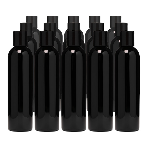 8oz Black Cosmo Bottles - Set of 15 - with Black Disc Caps