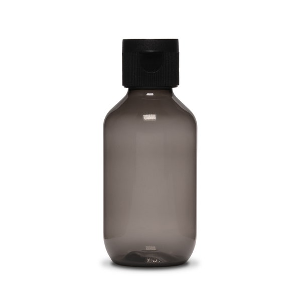 2oz Travel Bottle Refillable Toiletries - Smoke Gray with 20-410 Black Flip Cap - Set of 10 (other sets available)