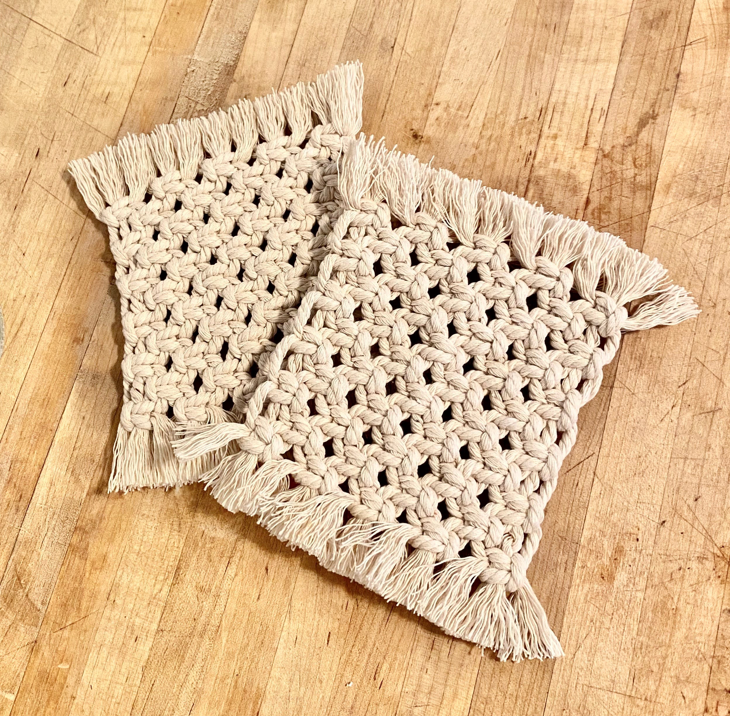 Square Macrame Coasters Set of 2 Etsy UK