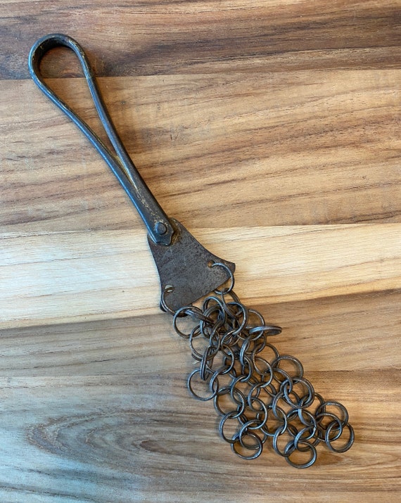 Antique Chainmail Cast Iron Pot Scrubber With Handle Farmhouse Etsy