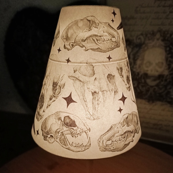 Vineglass Lampshade Animal Skulls Illustration /A4 size/Downloadable PDF/Halloween/Gothic/Printable/DIY decoration