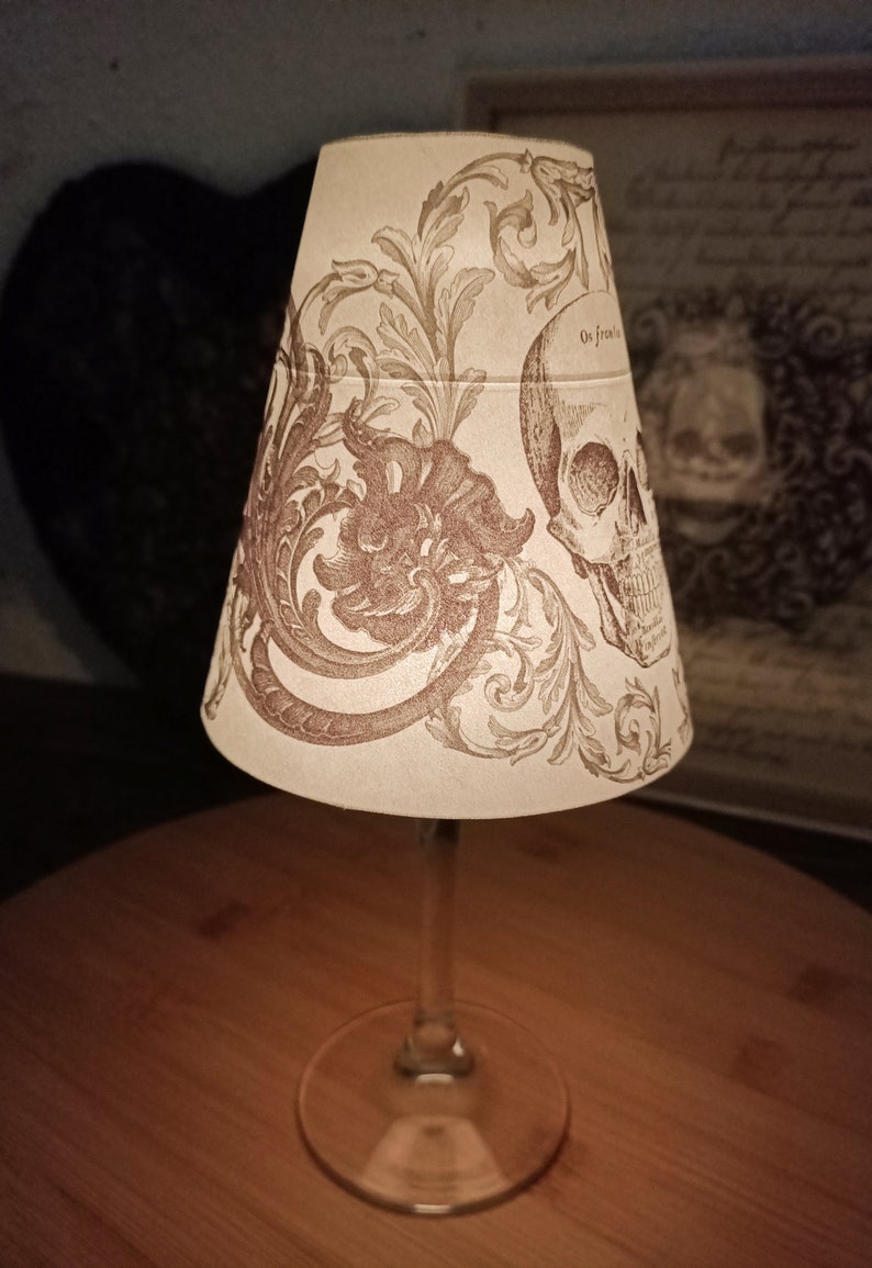 Gothic Skull Illustration Vineglass Lampshade /A4 size/Downloadable PDF/Halloween/Gothic/Printable/DIY decoration image 2