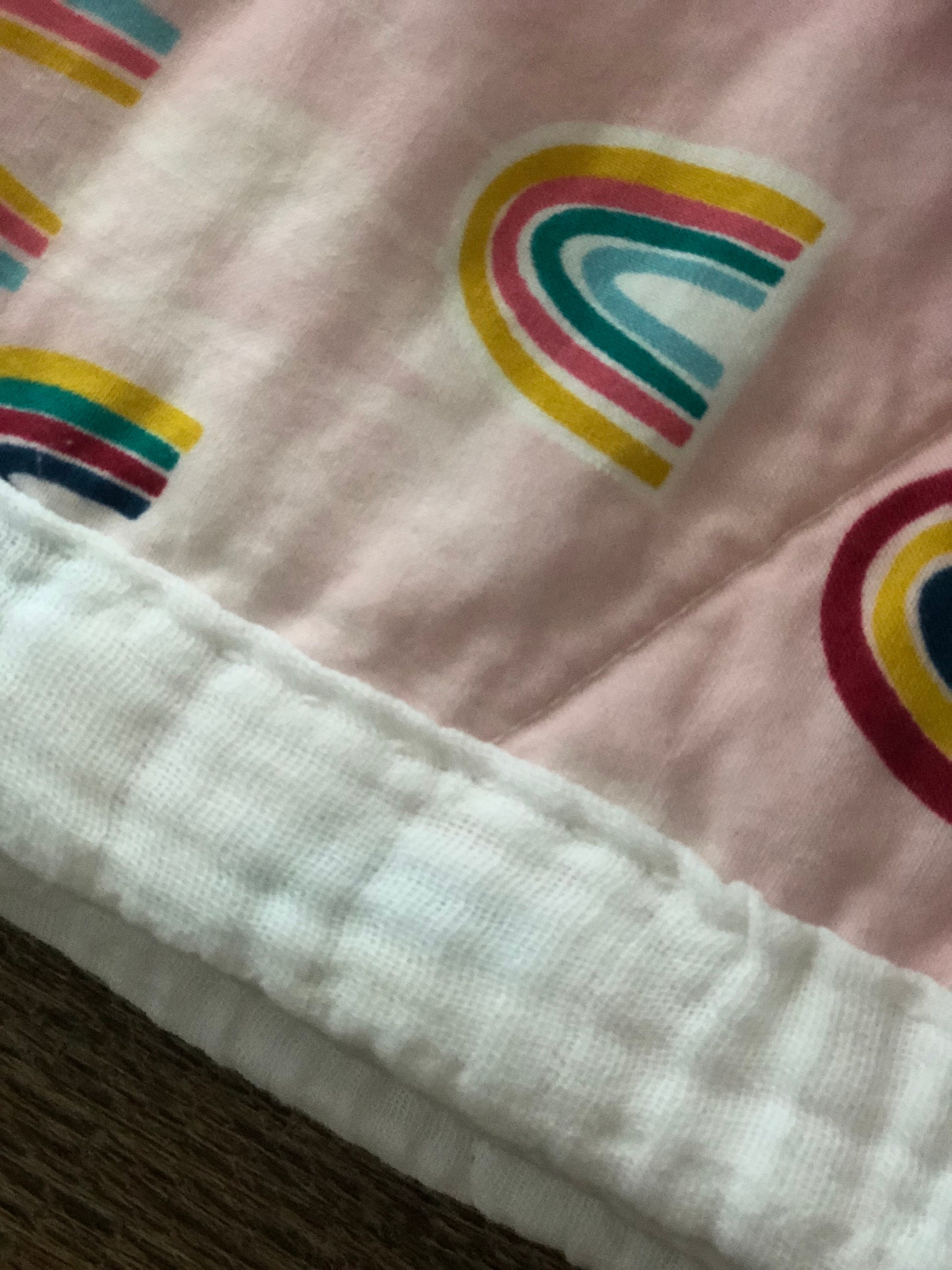 Pink Rainbows and White Muslin Cotton Gauze Blanket Quilt | Etsy