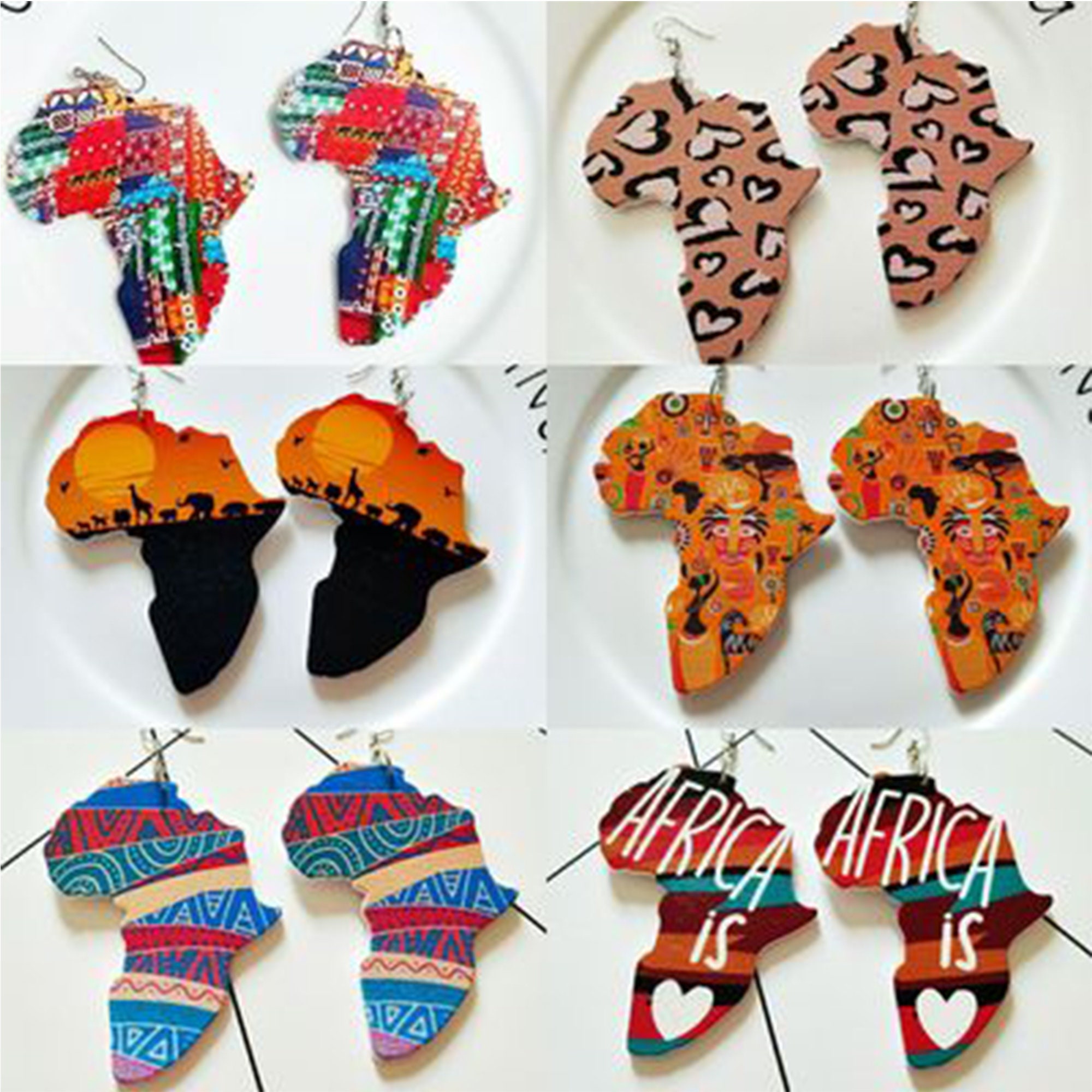 Africa Map Wooden Earrings African Earrings African Jewelry Etsy