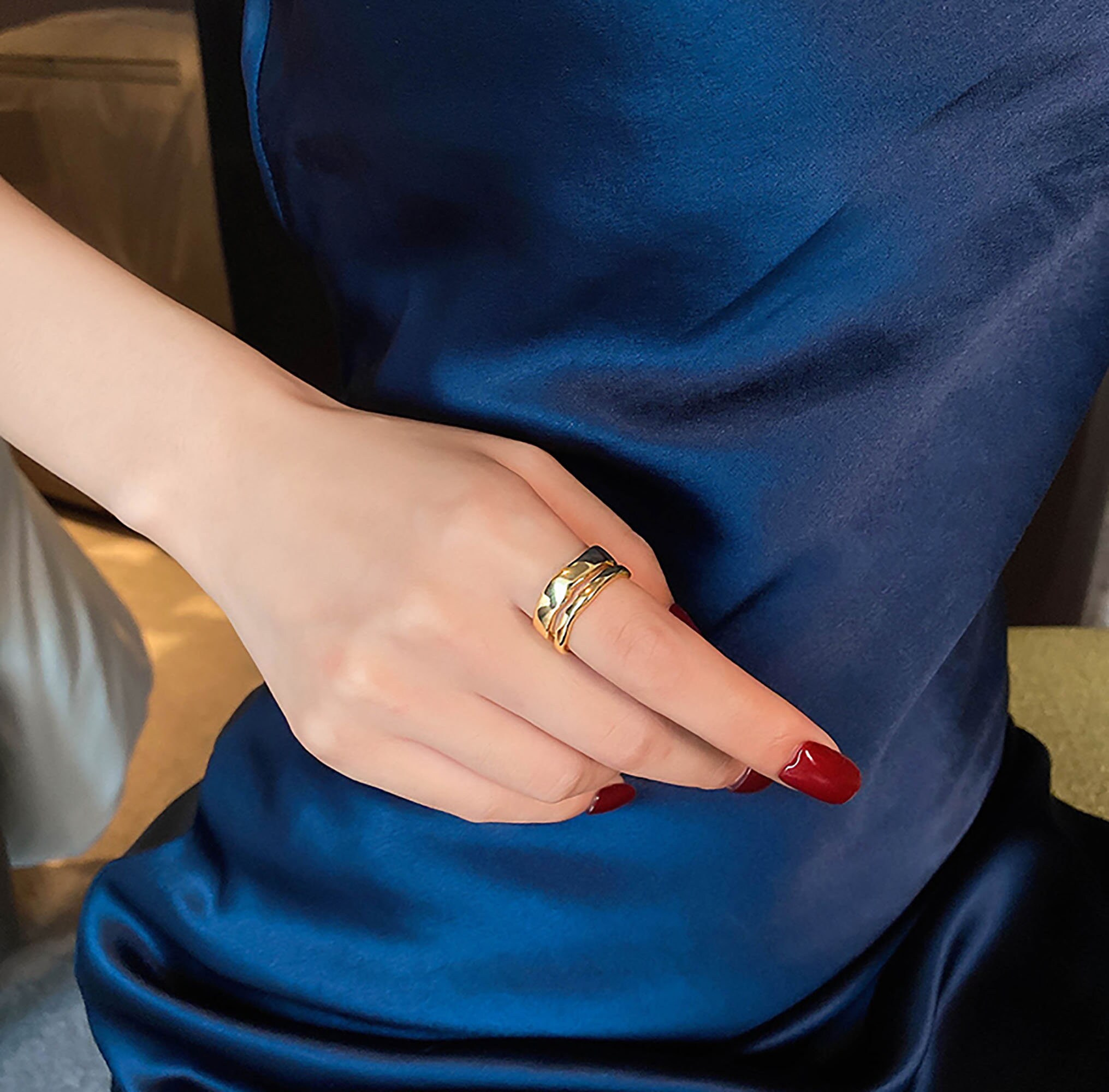 Golden Ring Ladies Index Finger Ring Simple Open Ring Open Etsy