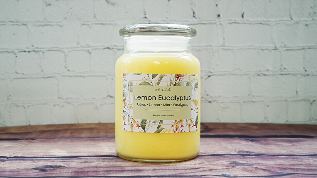 Lemon Eucalyptus Candle Soy Candle Scented Candle Etsy