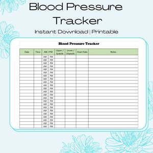 Blood Pressure Tracker Digital, Printable Blood Pressure Tracker, Daily Blood Pressure Monitor, High Blood Pressure Tracker