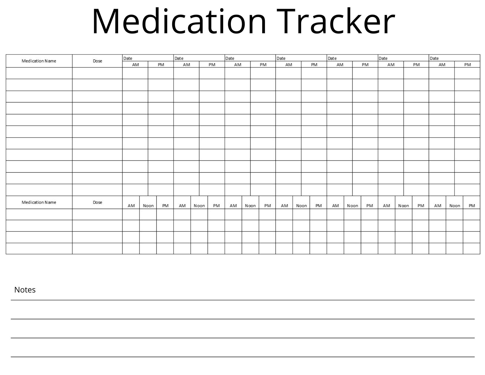 Digital Medication Tracker, Printable Medication Tracker, Medication