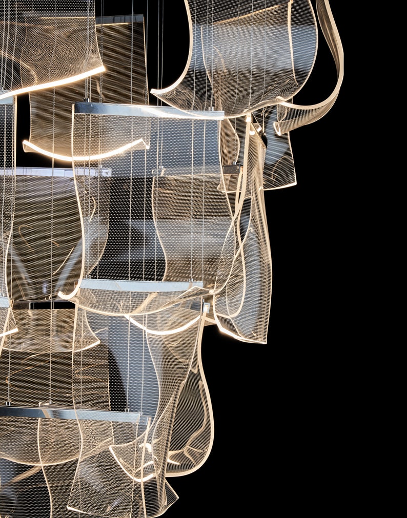 Luxe handgemaakte acryl kroonluchter 40 breed 24 lichts zilveren LED multi-licht hanger dimbaar voor trap, foyer, woonkamer, hal afbeelding 3
