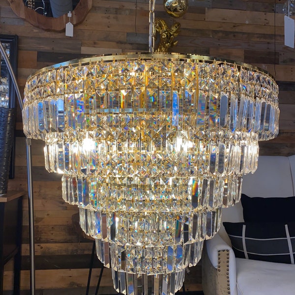 Luxury Crystal Gold Chandelier Lighting Modern Contemporary Chandeliers Pendant Ceiling Lamp Light Fixture 6-Tier for Entry