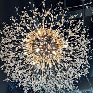 Starburst Chandelier 30 W Crystal Gold chandelier Flush mount Ceiling light Living Room Pendant Chandelier over Dinigroom Bedroom image 8