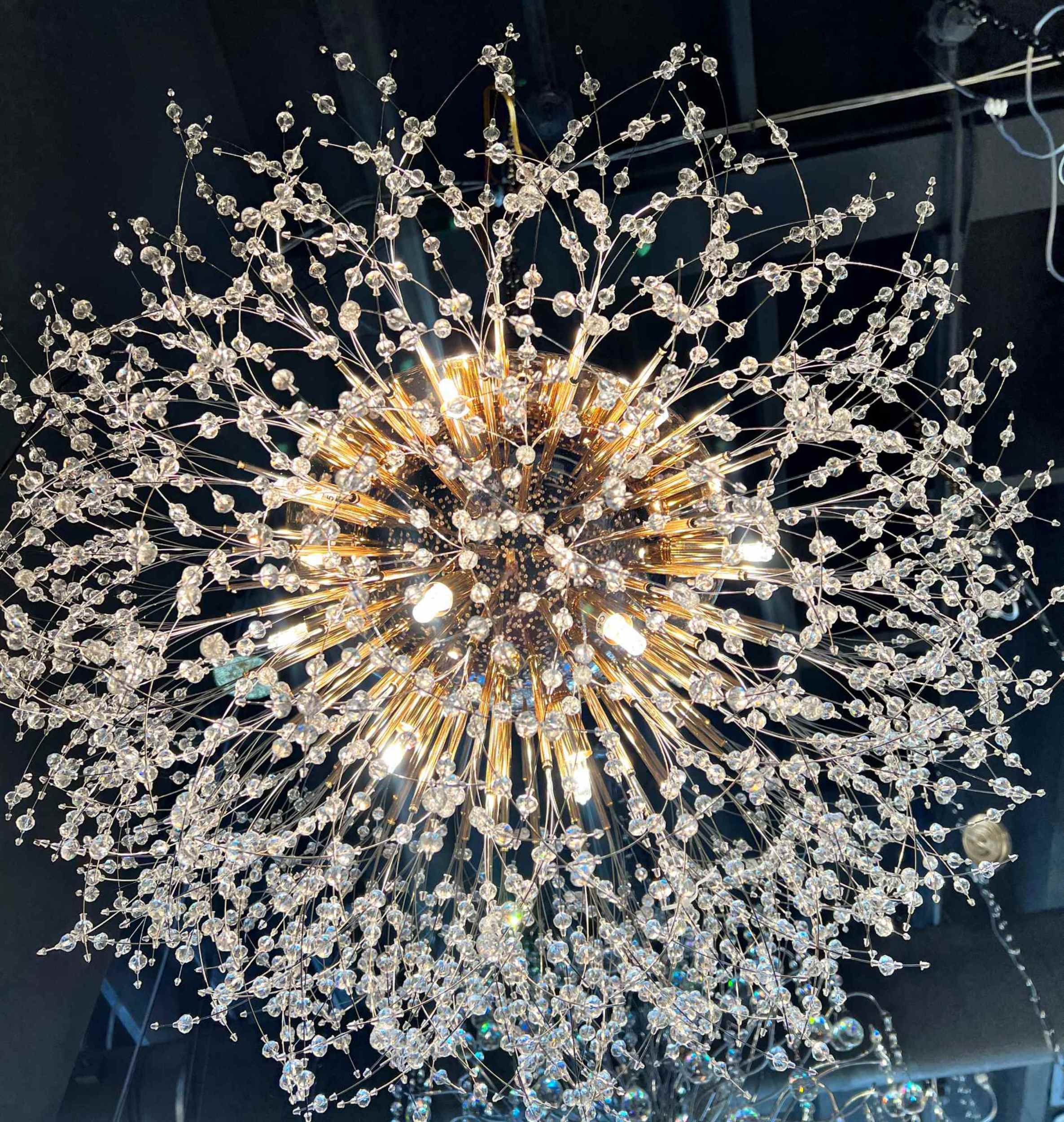 Starburst Chandelier 30 W Crystal Gold Chandelier Flush Mount