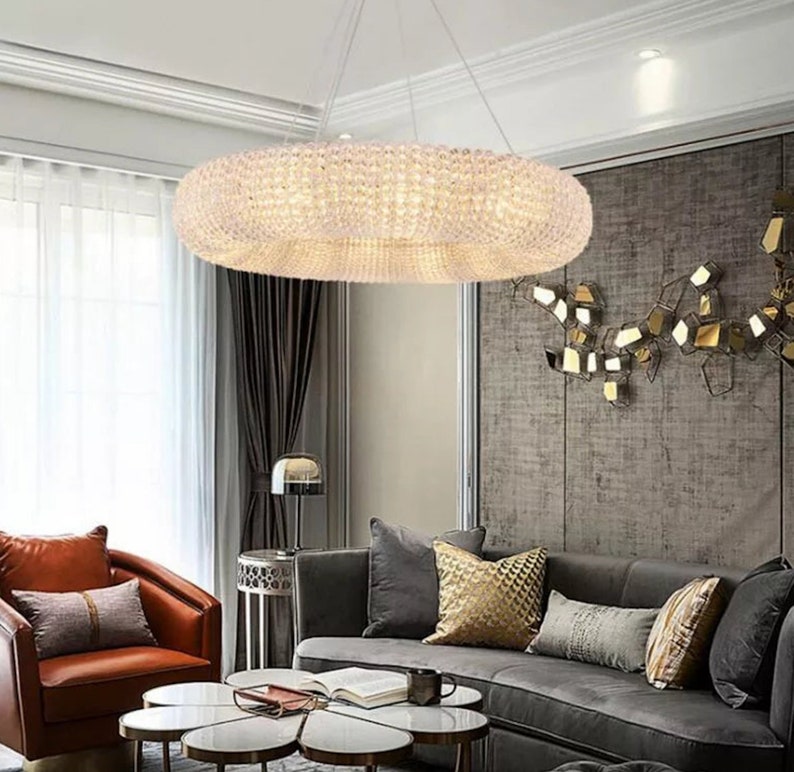 Crystal Chandeliers Silver Lighting Fixture 32 Wide 8 Etsy