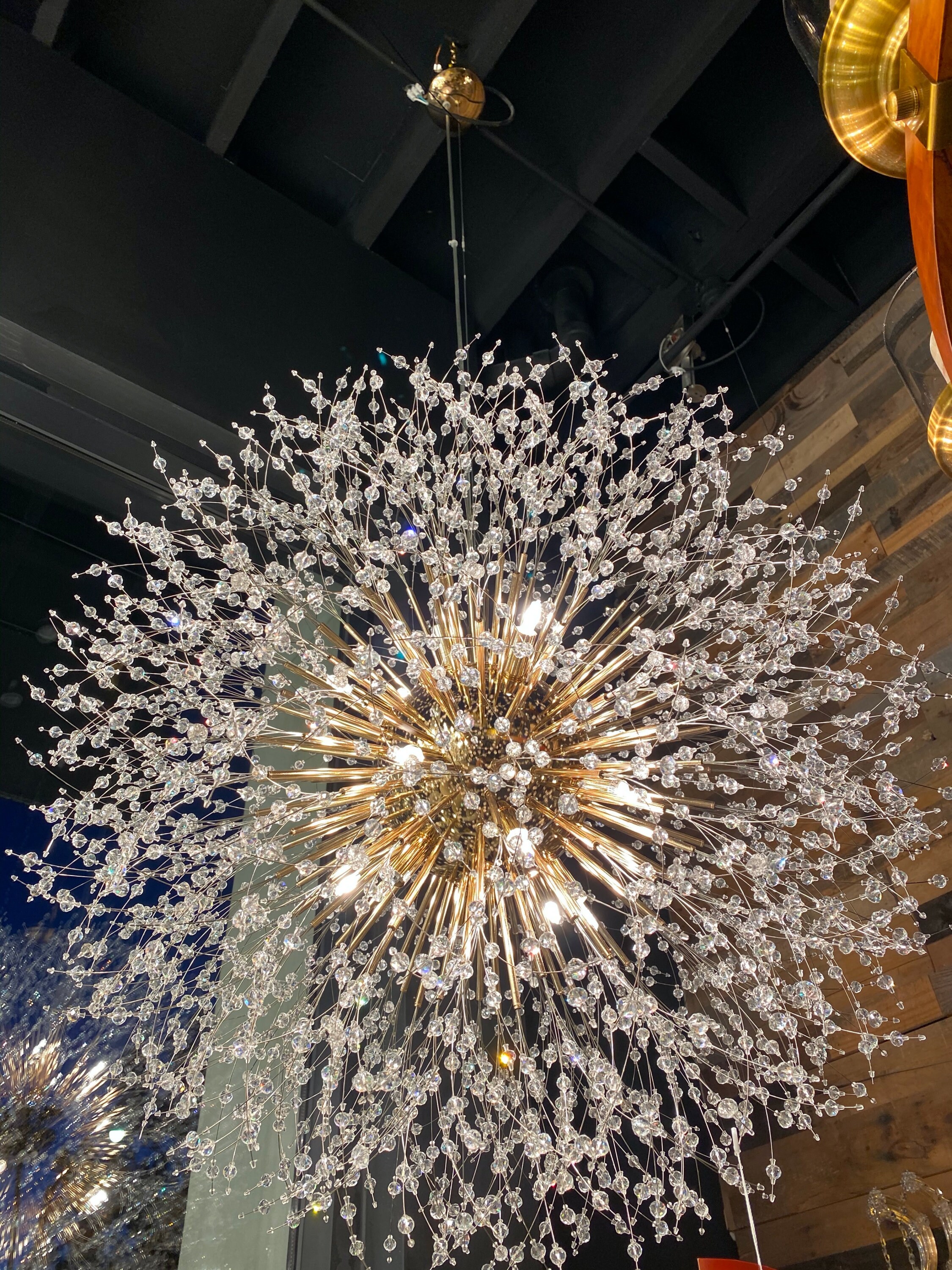 Modern Crystal Chandelier Starburst Chandelier Round Lighting Etsy