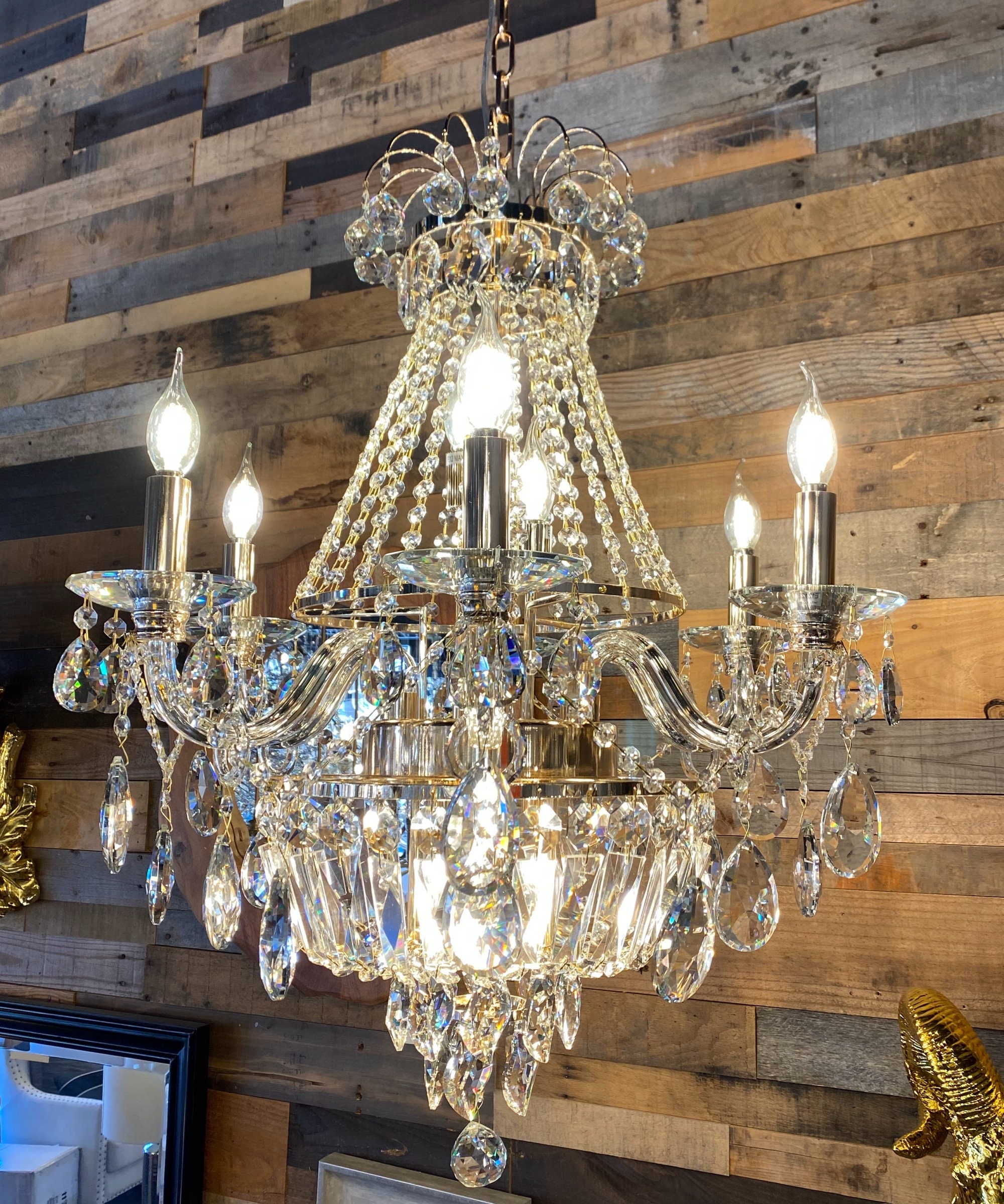 Mid century crystal sale chandelier