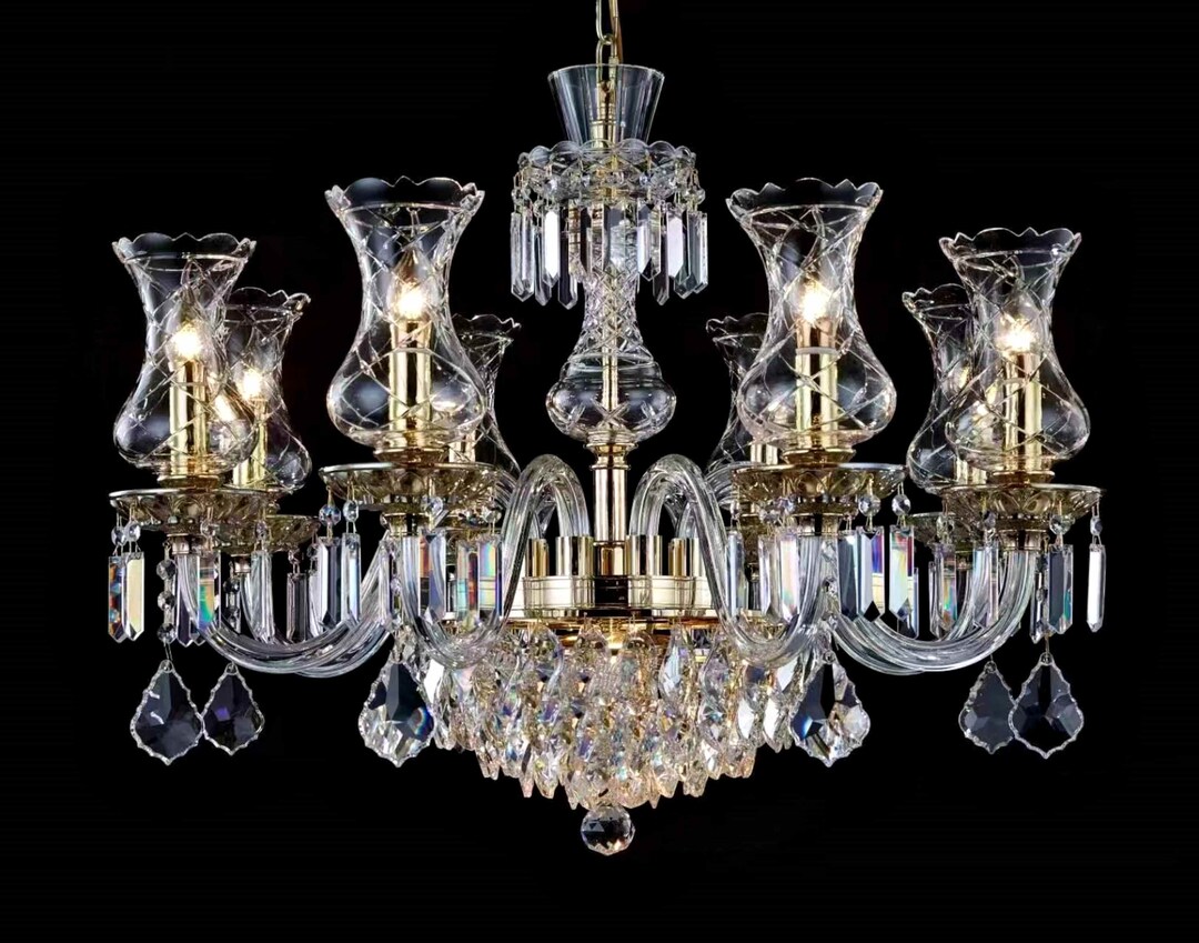 Crystal Chandelier 29 W Gold Pendant Chandelier Unique Fixture Living Room Chandelier Vantage ...