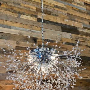 Crystal Chandelier Starburst Flush Mount Chandelier Chrome Lighting Fixture 12 Lights for Dining room , Living room , Closet