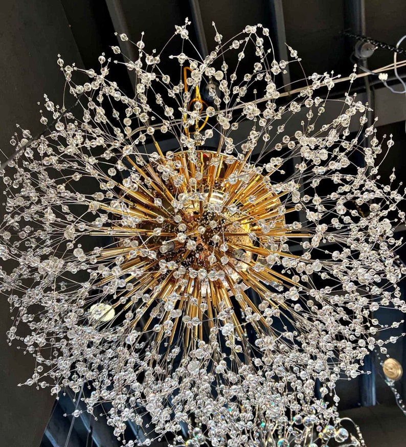 Starburst Chandelier 30 W Crystal Gold chandelier Flush mount Ceiling light Living Room Pendant Chandelier over Dinigroom Bedroom image 3