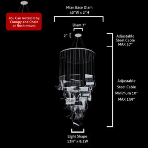 Luxury Handmade Acrylic Chandelier 40 Wide 24 lights Silver LED Multi Light Pendant Dimmable for Staircase, Foyer, Living room, Hallway image 6