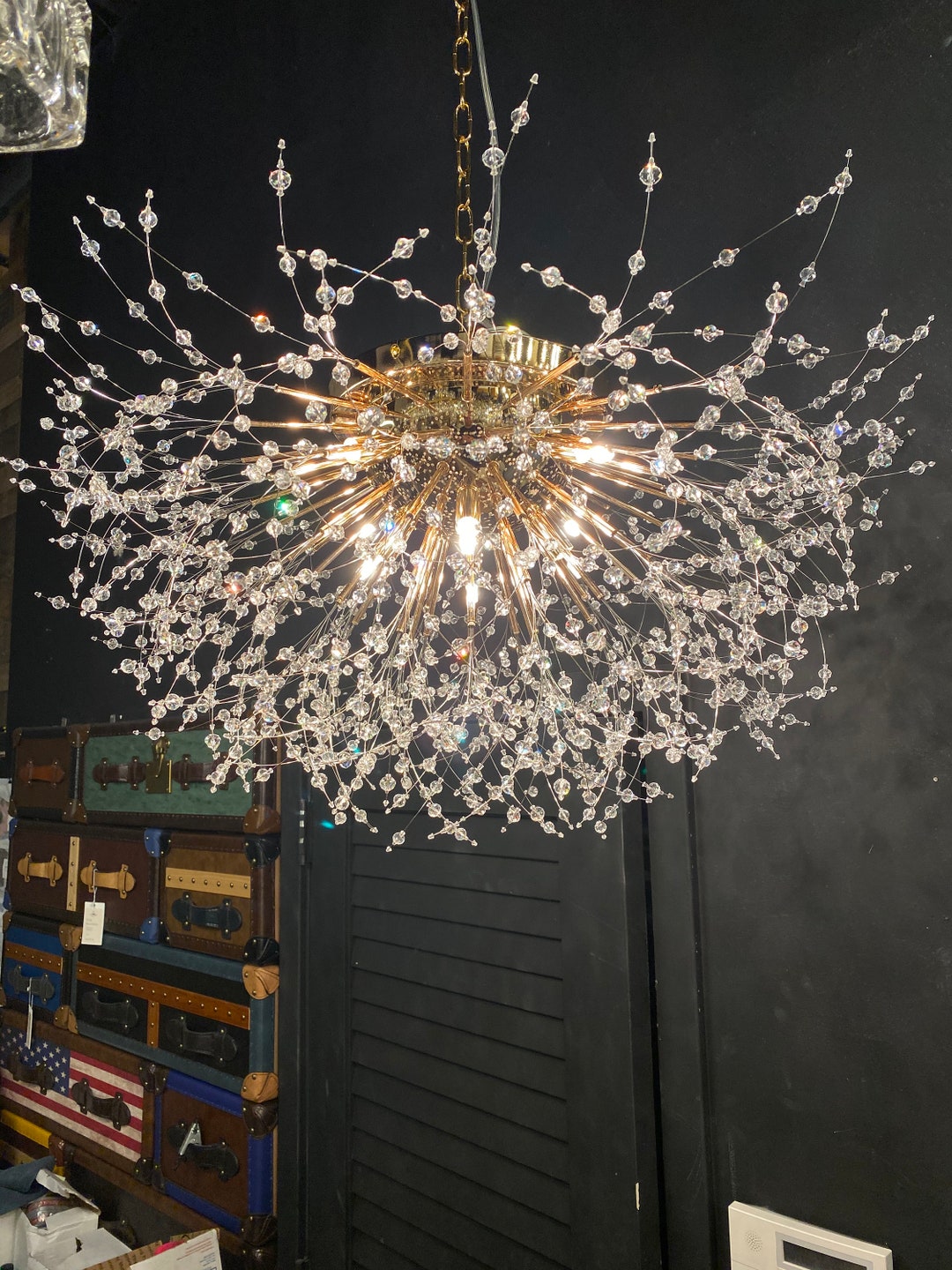 Starburst Chandelier 30 W Crystal Gold Chandelier Flush Mount