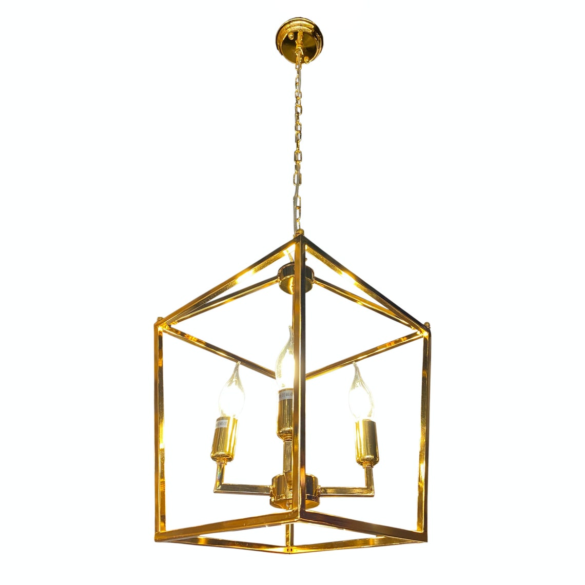 4 Lights Gold Lantern Pendant Light Adjustable Height Etsy